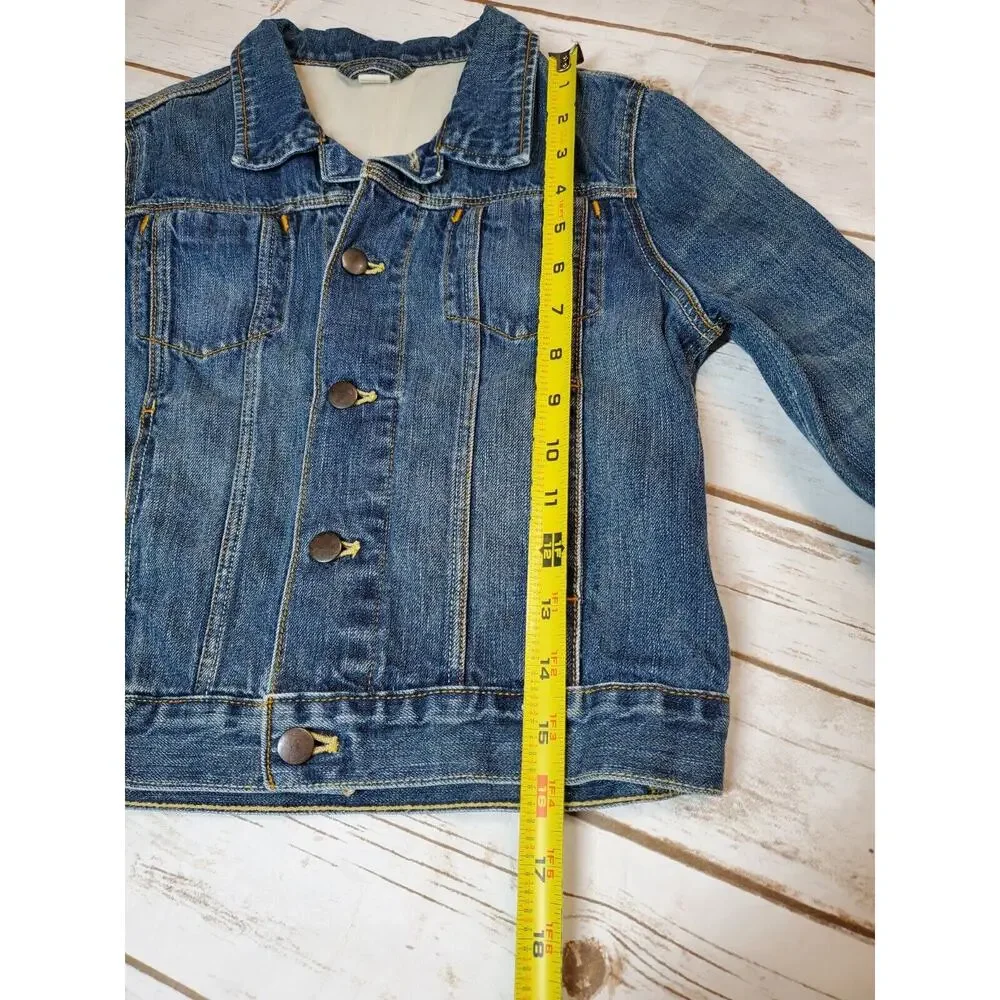 J‎ Crew Crewcuts Denim Jean Jacket Dark Blue Girls 10 Kids 100% Cotton